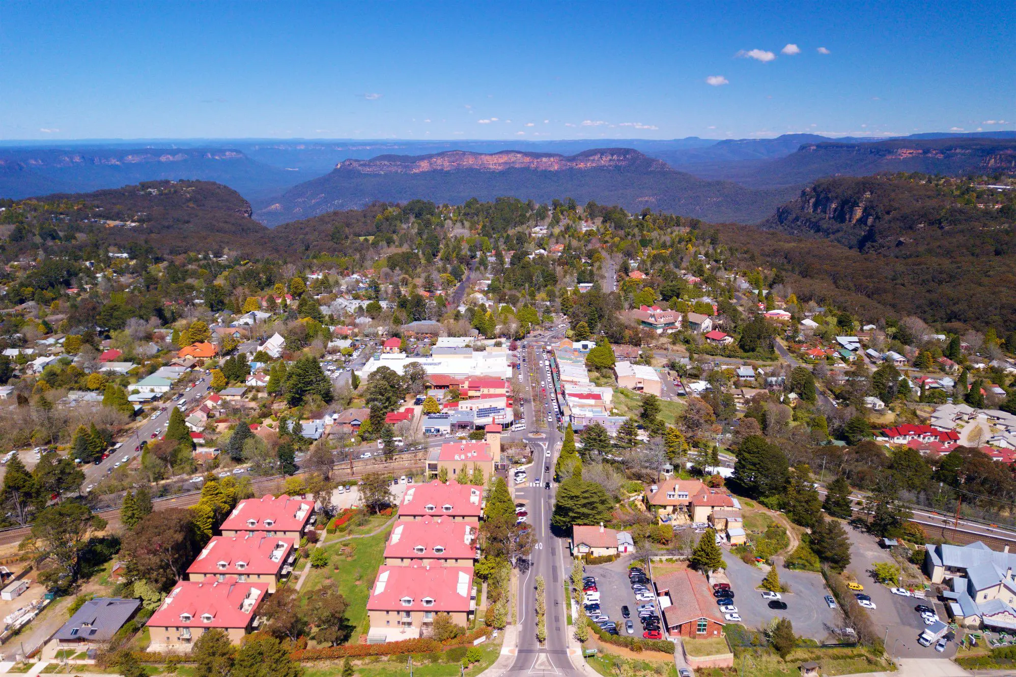 Leura Aerial Leura village, Blue Mountains